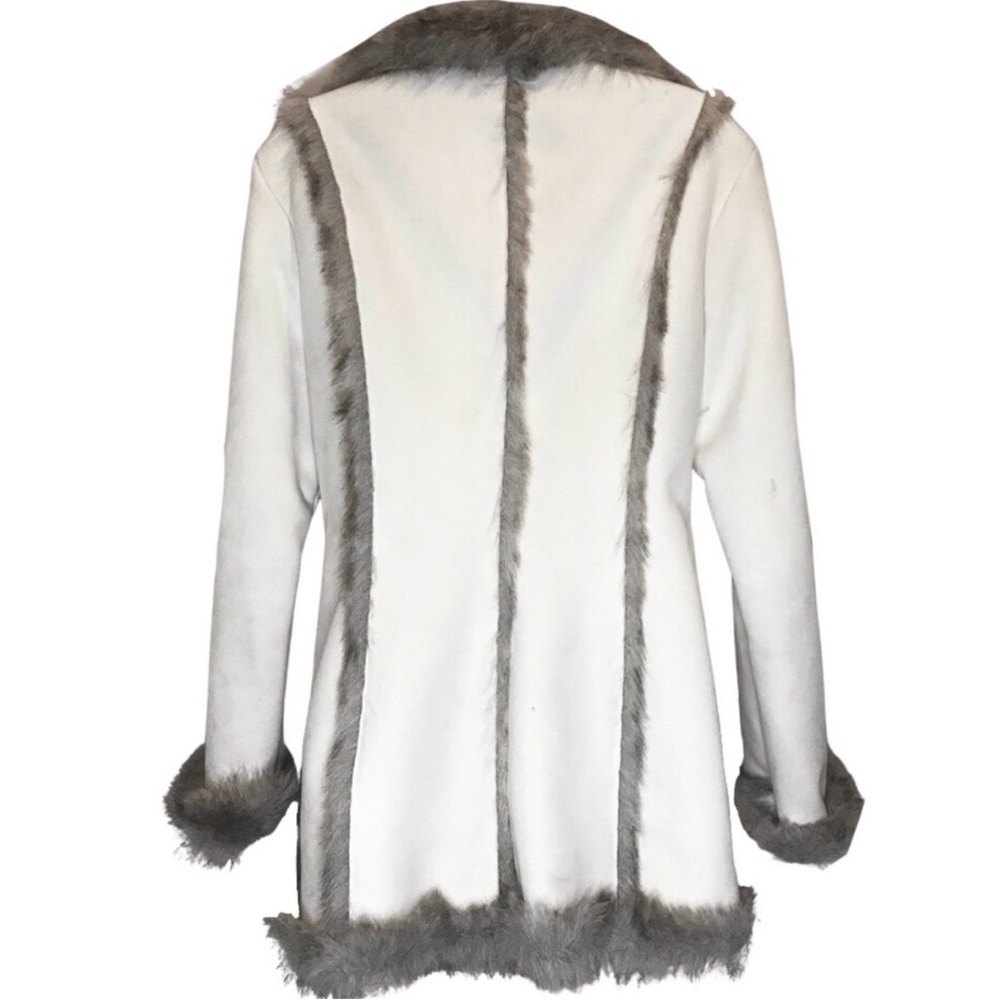 BEBE suede and faux fur trimmed belted Jacket SZ M - Picture 3 of 16